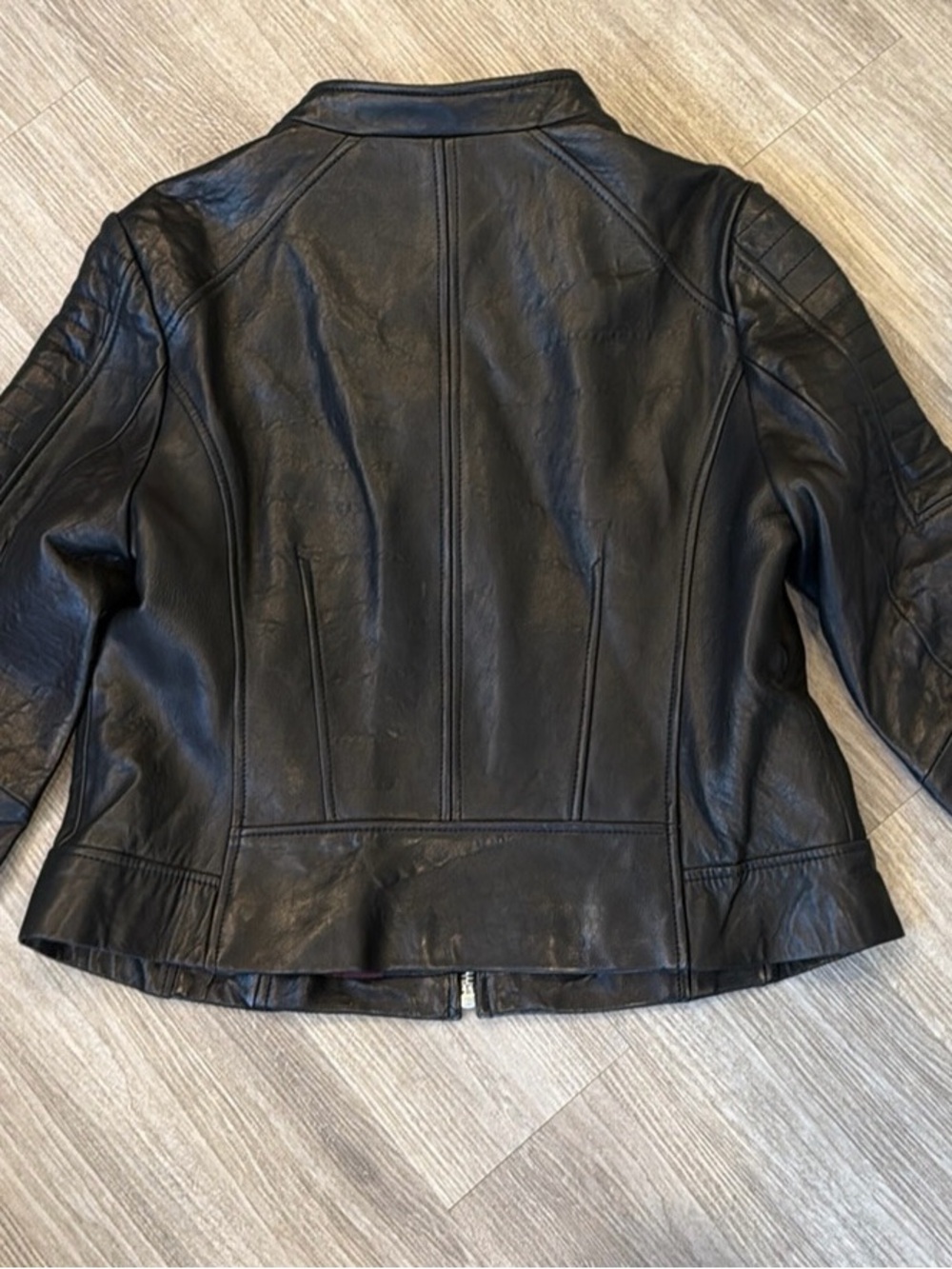 Wilson Black Leather Biker Jacket with Quilted Shoulders - Picture 2 of 4